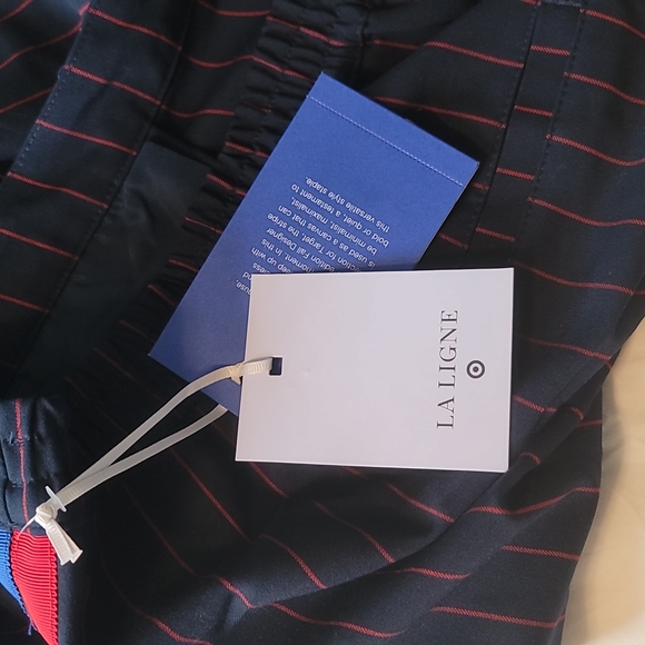 La Ligne for Target Side Stripe Wide Leg Plus Size Trousers Navy/Red 1X - Picture 11 of 11